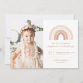 Invitation Boho rose arc-en-ciel fille fête d'anniversaire Ph (Devant)
