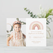 Invitation Boho rose arc-en-ciel fille fête d'anniversaire Ph (Debout devant)