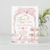 Invitation Boho Rose Arc En Ciel Temps Quatre Thé Anniversair (Debout devant)