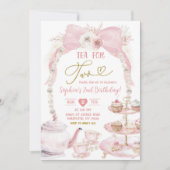Invitation Boho Rose Arc Pearl Tea For Two Anniversaire (Devant)