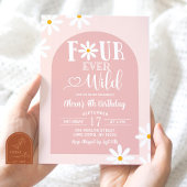 Invitation Boho rose Arch Daisy Fourever Wild Anniversaire