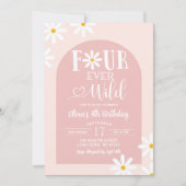 Invitation Boho rose Arch Daisy Fourever Wild Anniversaire (Devant)