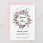 Invitation Boho rose blanc Lavande Fleurs cadre Mariage (Devant / Derrière)