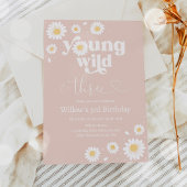 Invitation Boho Rose Blush Daisy Wild Et Trois Anniversaire