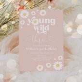 Invitation Boho Rose Blush Daisy Wild Et Trois Anniversaire