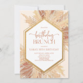 Invitation Boho rose Bohème Floral Anniversaire Bruch Party (Devant)