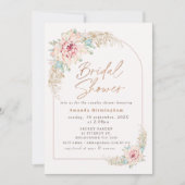 Invitation Boho Rose Cactus Rose Gold Mariage Douche Douche (Devant)
