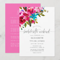 Boho Rose Chic Floral Bachelorette Agenda Week-end