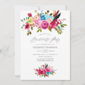 Invitation Boho Rose Chic Floral Bachelorette Party (Devant)