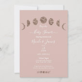 Invitation Boho Rose Clair Phases de Lune Fête Moderne de Béb (Devant)
