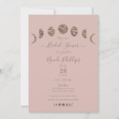 Invitation Boho Rose Clair Phases Lunaires Mariage Moderne Cé (Devant)