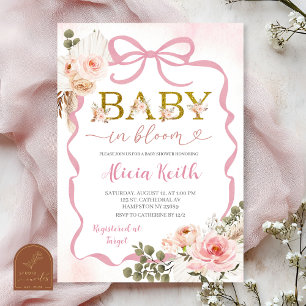 Invitation Boho Rose Coquette Herbe des Pampas Baby Shower Bé
