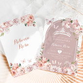Invitation Boho Rose Couronne papillon Girl Mis Quince