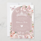 Invitation Boho Rose Couronne papillon Girl Mis Quince (Devant)