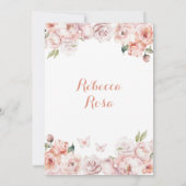 Invitation Boho Rose Couronne papillon Girl Mis Quince (Dos)