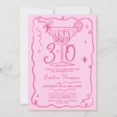 Invitation Boho rose curieux gribouillis fantaisie 30 ans (Devant)