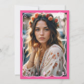 Invitation Boho rose curieux gribouillis fantaisie 30 ans (Dos)