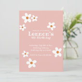 Invitation Boho rose Daisy Fille fête d'anniversaire (Debout devant)