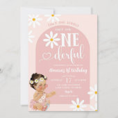 Invitation Boho rose Daisy Mexicaine Fille Onederful Annivers (Devant)