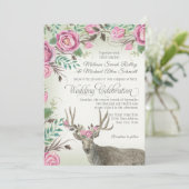 Invitation BOHO Rose de Bohême Floral Crown Deer Antler Sage (Debout devant)