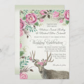 Invitation BOHO Rose de Bohême Floral Crown Deer Antler Sage (Devant / Derrière)