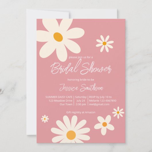 Invitation Boho rose désert rose de marée rétro douche (Devant)