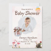 Invitation Boho rose et blanc Baby shower d'aquarelle (Devant)