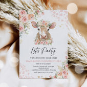 Invitation Boho Rose Et Or Florals Vache Anniversaire