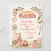 Invitation Boho Rose Faisons du Camping Anniversaire (Devant)