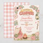 Invitation Boho Rose Faisons du Camping Anniversaire (Devant / Derrière)