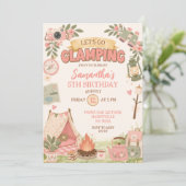 Invitation Boho Rose Faisons du Glamping Anniversaire (Debout devant)