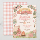 Invitation Boho Rose Faisons du Glamping Anniversaire (Devant / Derrière)