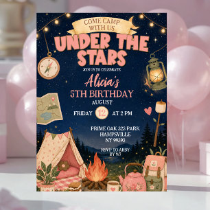 Invitation Boho Rose Fête d'anniversaire sous les étoiles de