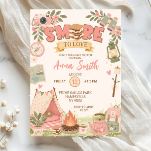 Invitation Boho Rose Fête de Bébé Smore To Love