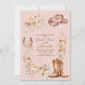 Invitation Boho rose Fête des mariées occidentale florale (Devant)