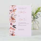 Invitation Boho Rose & Fleurs Brown/Plumes Mariage violet (Debout devant)