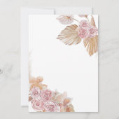 Invitation Boho Rose Floral Blonde Petite Fille Baptême Saint (Dos)