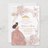 Invitation Boho Rose Floral Butterfly Princess Quinceañera (Devant)