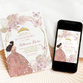 Invitation Boho Rose Floral Butterfly Princess Quinceañera