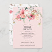 Invitation boho rose floral chic floral nuptiale (Devant / Derrière)