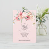 Invitation boho rose floral chic floral nuptiale (Debout devant)