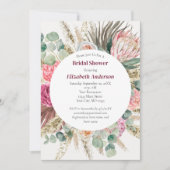Invitation Boho Rose Floral Eucalyptus Fête des mariées verte (Devant)