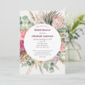 Invitation Boho Rose Floral Eucalyptus Fête des mariées verte (Debout devant)