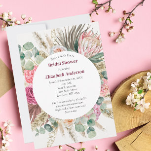 Invitation Boho Rose Floral Eucalyptus Fête des mariées verte