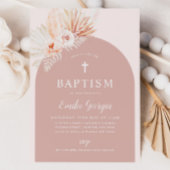 Invitation Boho Rose Floral Girls Baptême Christening