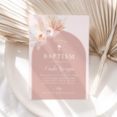 Invitation Boho Rose Floral Girls Baptême Christening