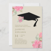 Invitation Boho Rose Floral Girl's Graduation (Devant)