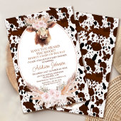 Invitation Boho Rose Floral Highland Vache Baby shower