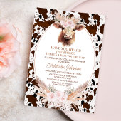 Invitation Boho Rose Floral Highland Vache Baby shower