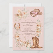 Invitation Boho rose Floral Mariage occidental (Devant)